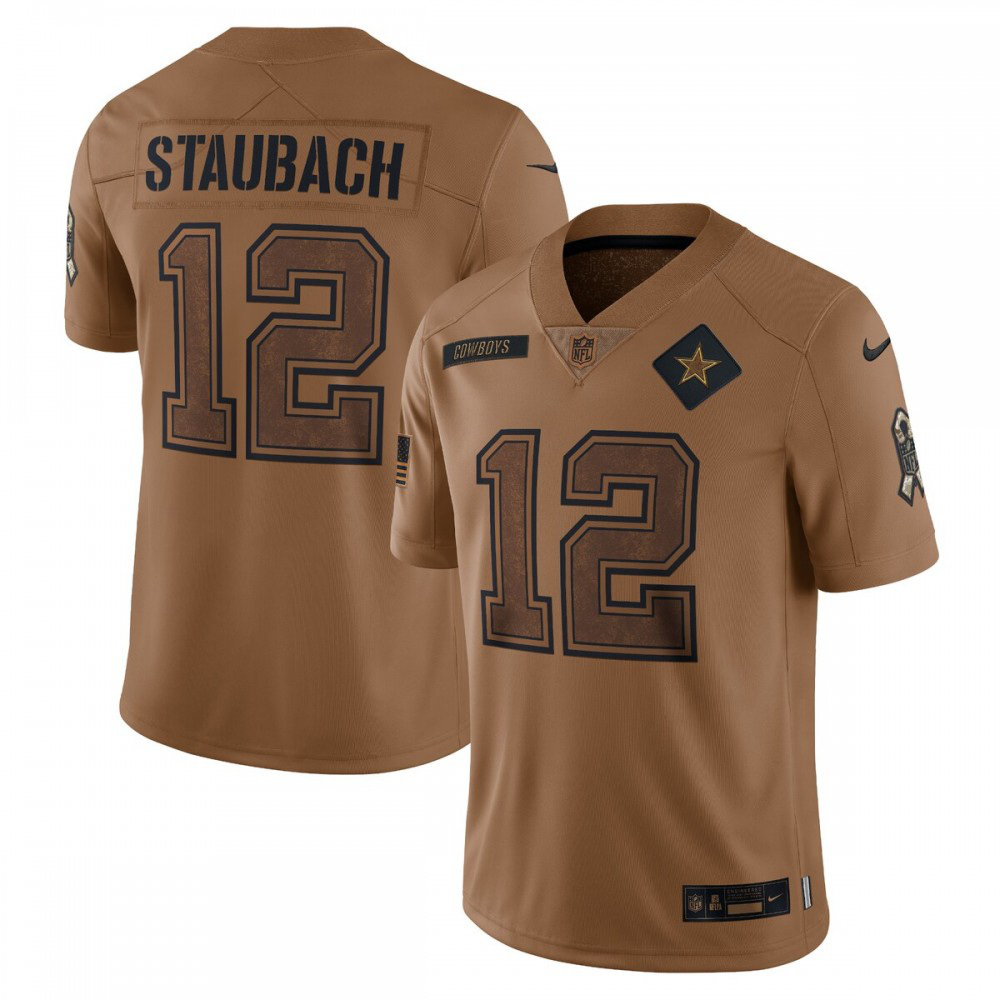 Roger Staubach Dallas Cowboys Nike 2023 Salute To Service Retired Player Limited Jersey - Brown-GridironStore